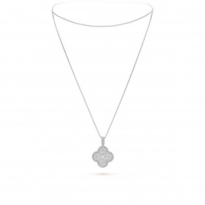 VAN CLEEF & ARPELS MAGIC ALHAMBRA LONG NECKLACE, 1 MOTIF - WHITE GOLD, DIAMOND  VCARO49O00